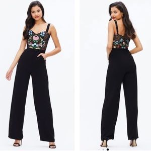 Dress the Population Black Floral Jumpsuit